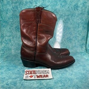 VTG Mason Dark Brown Made In USA Leather Cowboy Western Boots Men’s Size 10